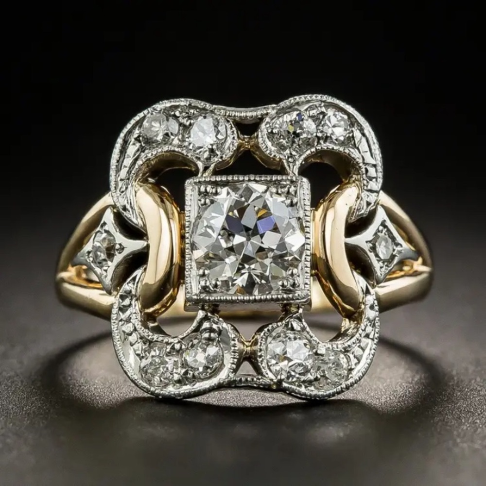 Elegant Gold and Silver Moissanite Ring
